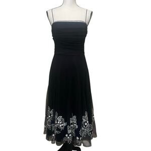 VTG Eliza J Y2K Small Black White Tulle Sheer Embroidered Whimsigoth Fairy Goth
